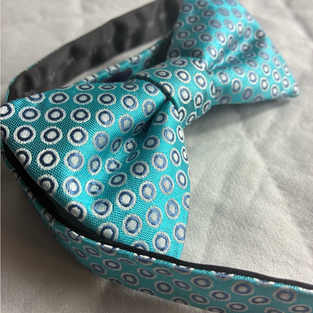 Stafford Teal and Silver Patterned Bow Tie